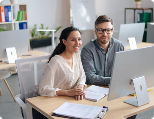 Two Employee are working on Computer